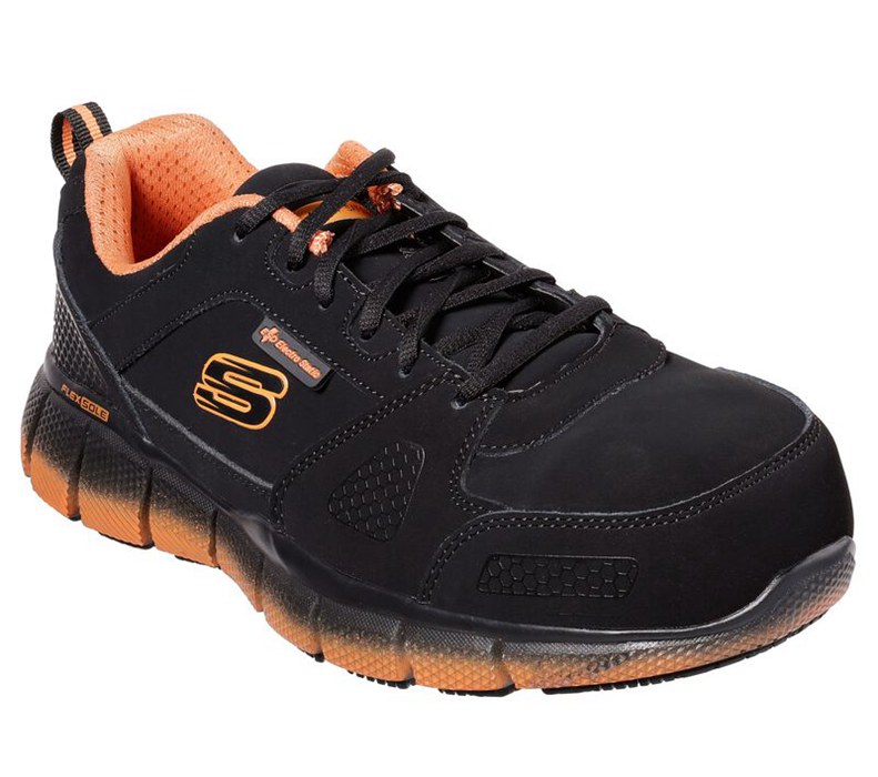 Skechers Herr Svarta/Orange Snörskor - Work: Telfin - Saket Esd - Sverige (VHRCY-9147)